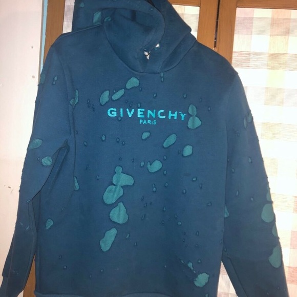 Givenchy Blue Blurred destroyed logo hoodie - Picture 3 of 3